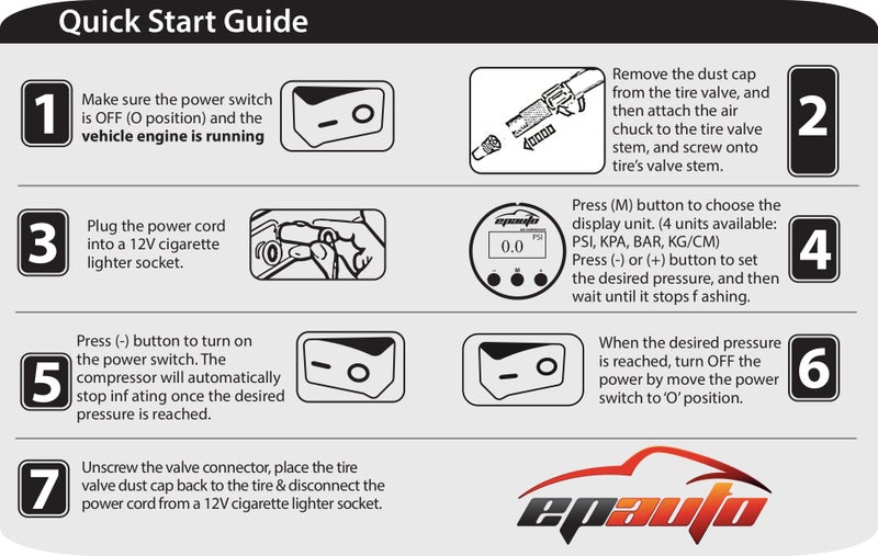 epauto 12V DC Portable Air Compressor Pump, Digital Tire Inflator - Image 5